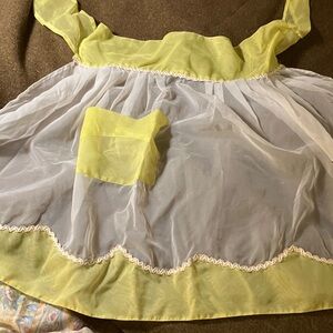 1960’s vintage sheer apron yellow white gold